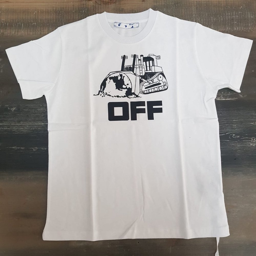 Off-White White T-Shirt With World Caterpillar Printed